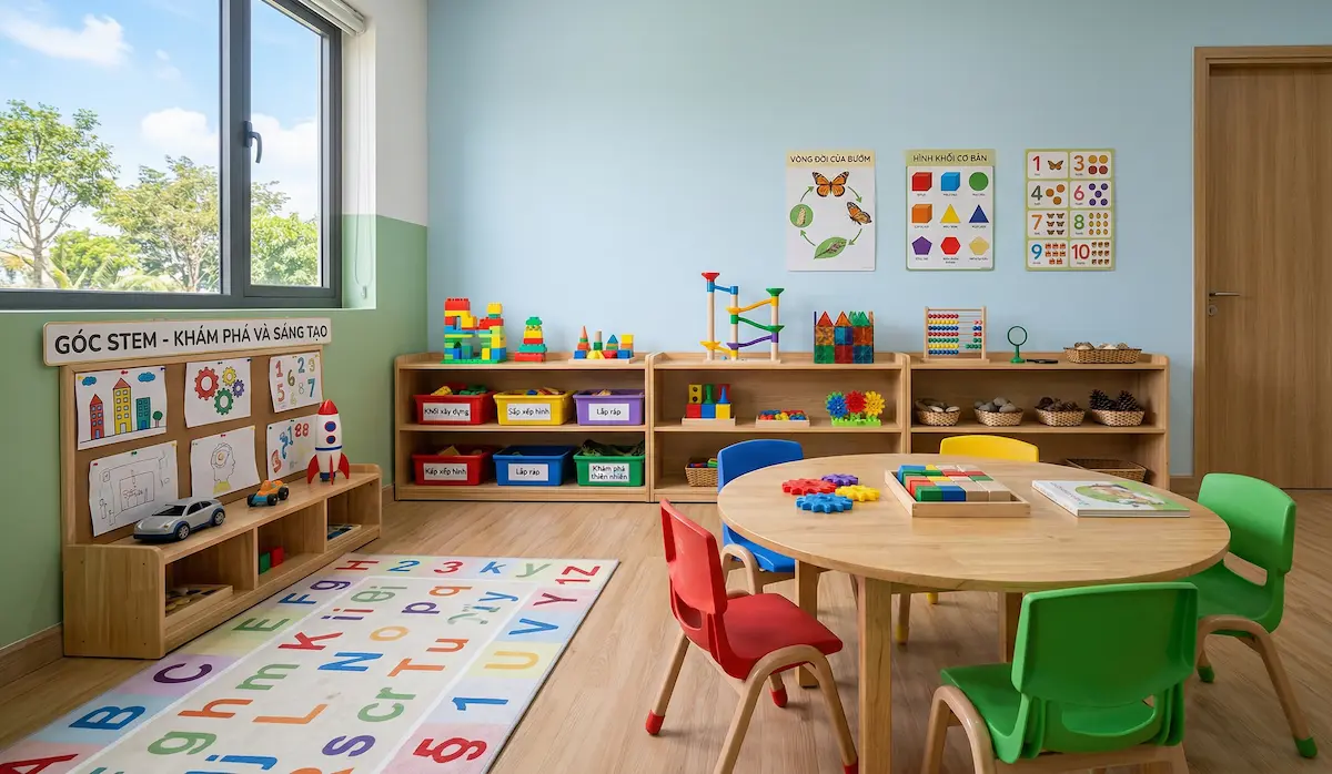 Phòng Stem/Steam & AI Robotics khối Mầm non 2 Thuc trang phong Stem mam non