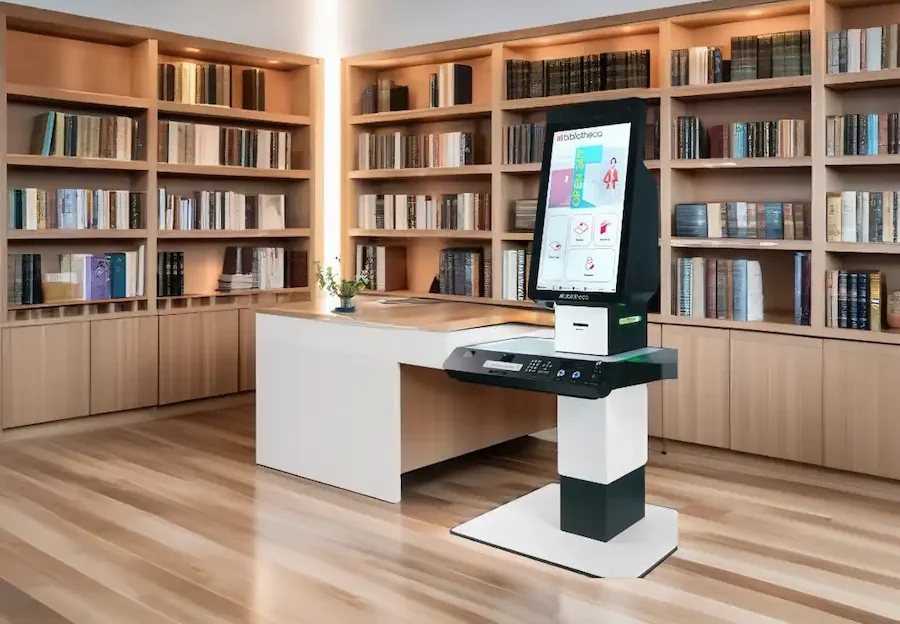 Trạm mượn trả tự phục vụ Bibliotheca SelfCheck 3100A 3 MAY MUON TRA TU PHUC VU SELFCHECK 3100A 2 e1748854249475