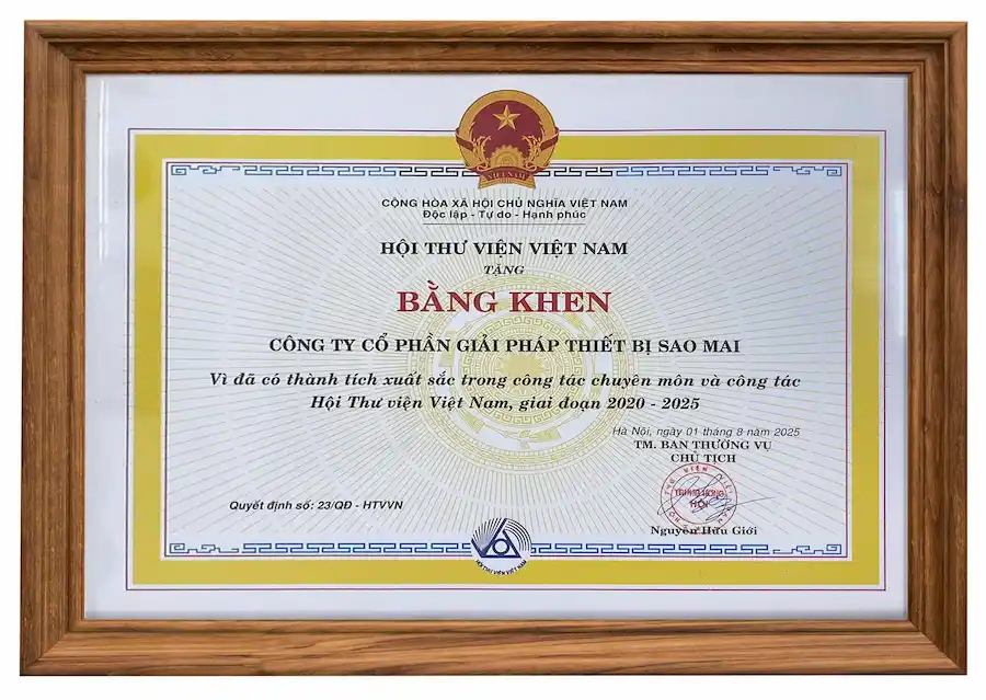 SAO MAI EDUCATION GROUP NHẬN BẰNG KHEN VÌ ĐÓNG GÓP NỔI BẬT CHO HỘI THƯ VIỆN VIỆT NAM