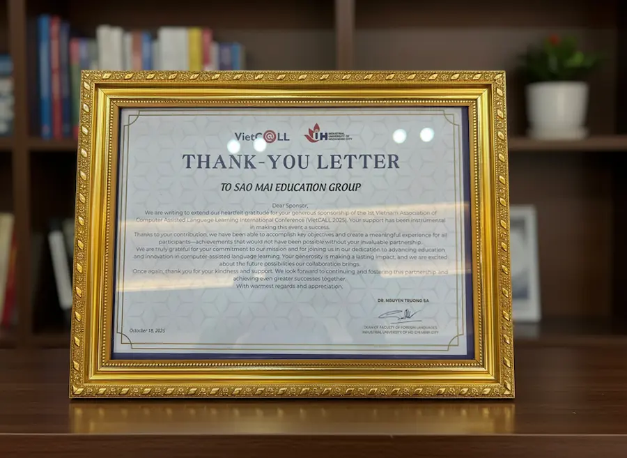 Sao Mai Education Group vinh du la don vi tai tro bac cho Hoi nghi Khoa hoc quoc te VietCALL lan thu nhat nam 2025 2